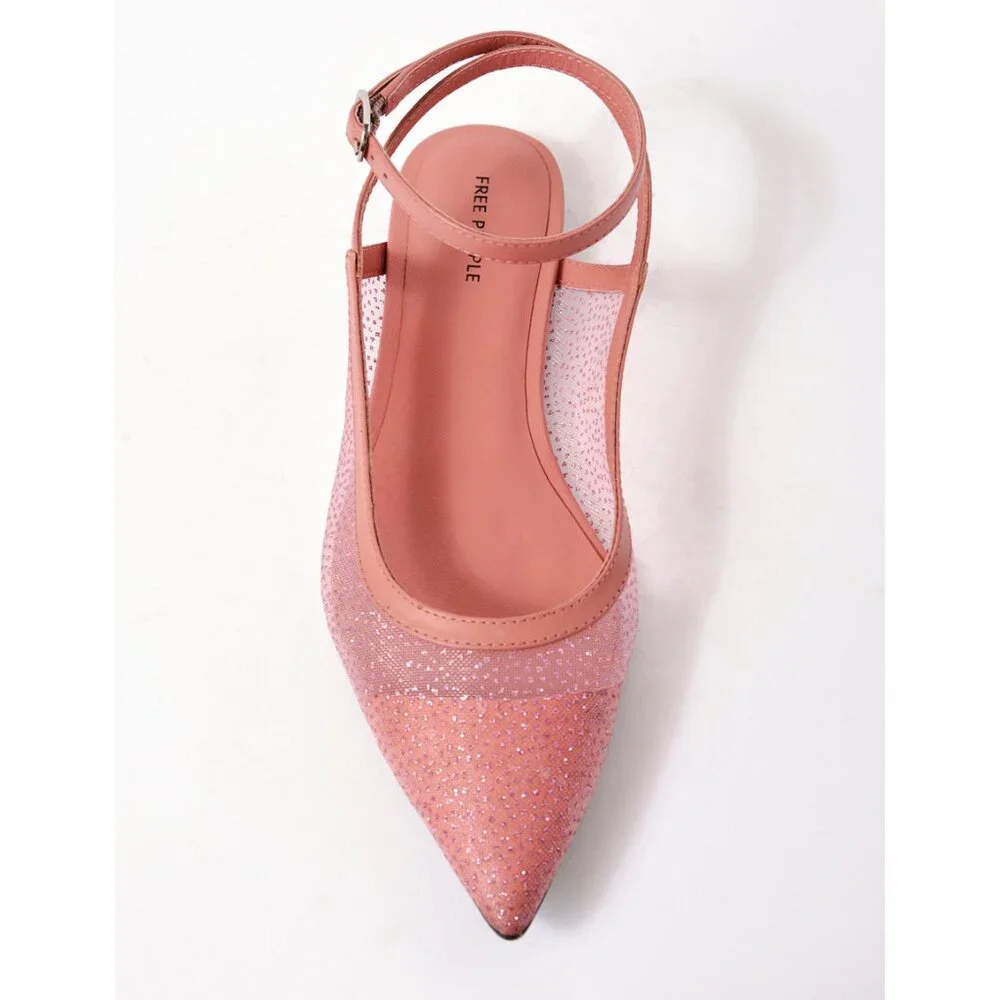 🎉LAST CHANCE🎉 FREE PEOPLE Sheer Glitter Jules Flats / Cloud Pink - Picture 8 of 10